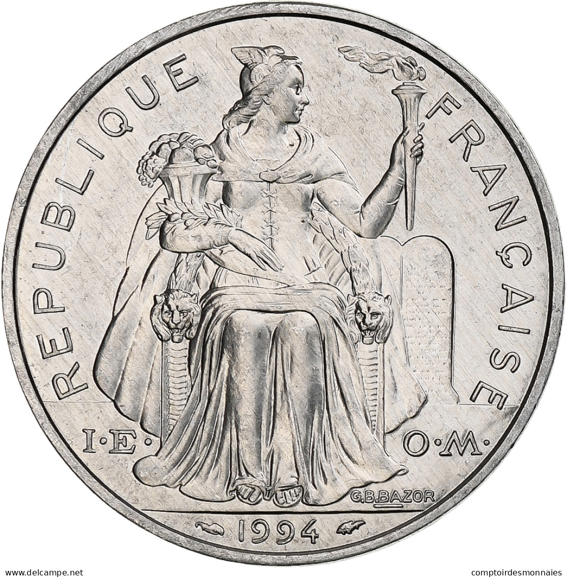 Polynésie Française, 5 Francs, 1994, Paris, I.E.O.M., Aluminium, SPL, KM:16 - Polynésie Française