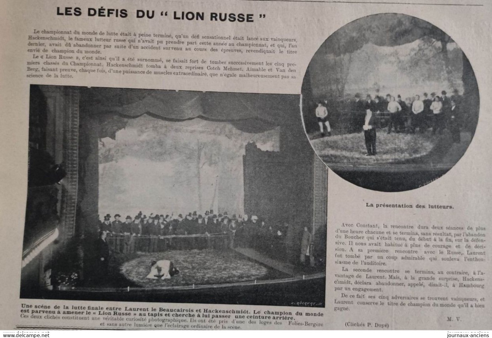 1901 LUTTE - LES DEFIS DU " LION RUSSE " - HACKENSCHMIDT - LA VIE AU GRAND AIR - Other & Unclassified