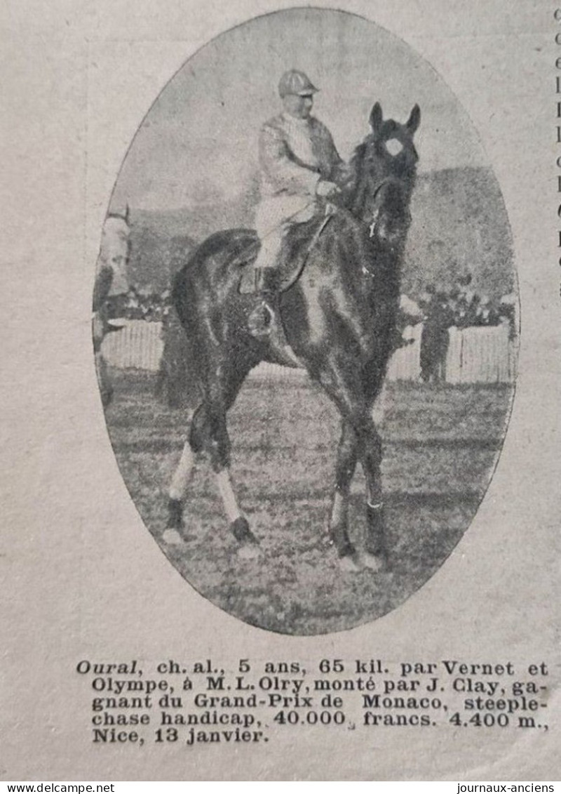 1901 LA CÔTE D'AZUR SPORTIVE - LES COURSES DE NICE - GRAND PRIX DE MONACO - MARQUISE DE VILLAMAJOR - LA VIE AU GRAND AIR - Hipismo