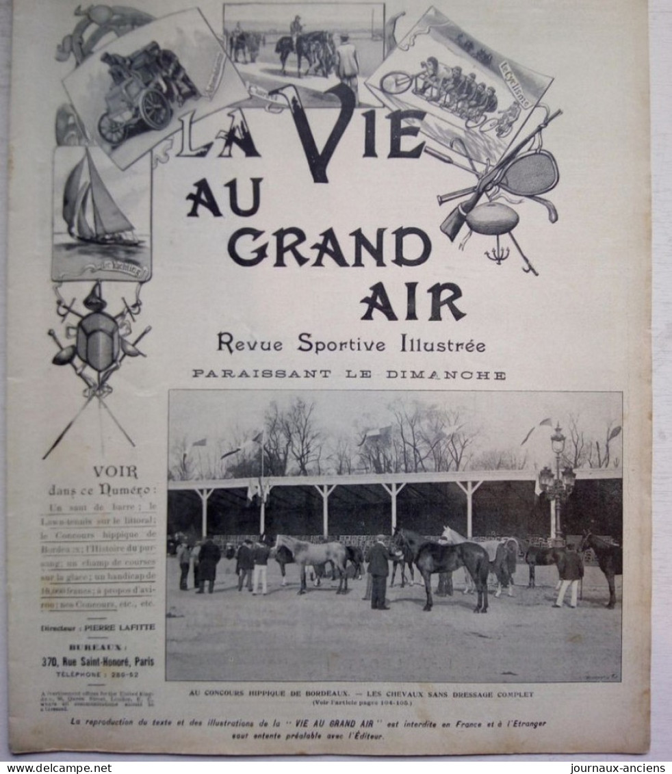 1901 LA VIE AU GRAND AIR - HIPPISME BORDEAUX - TENNIS SUR LE LITTORAL - CANADA SAINT - CYCLISME - O'GALOP - AVIRON - Hipismo