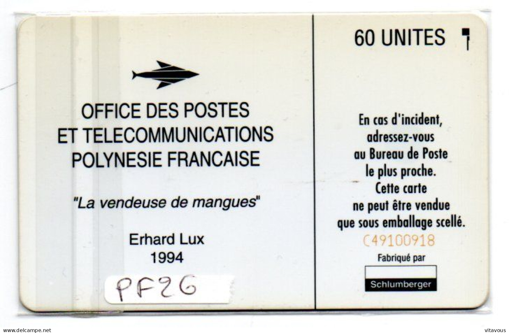 Vendeuse De Mangues  Télécarte Polynésie Française PF 26 Phonecard (B 754)) - Polinesia Francesa