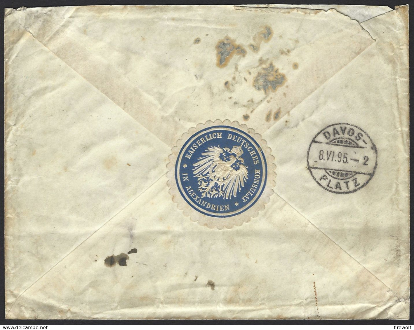 F10 - Egypt Alexandria French Office - Cover 1895 To Davoz Switzerland - Kaiserlich Deutsches Konsulat - Briefe U. Dokumente