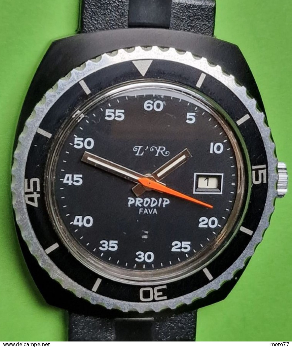 Montre De PLONGEE Mécanique à Remontage Manuel  - L'R PRODIP FAVA - Bracelet Plastique -  FONCTIONNE - Années 1980 - Watches: Modern