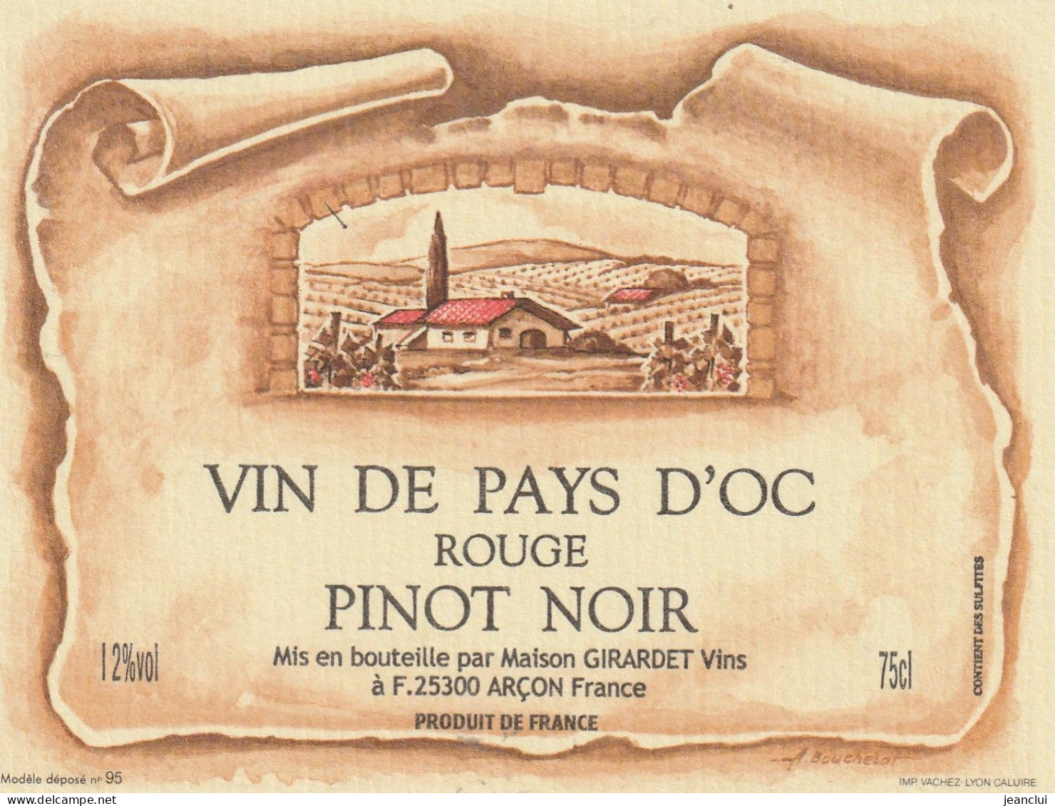 VIN DE PAYS D'OC .  ROUGE  .  PINOT NOIR - Vin De Pays D'Oc