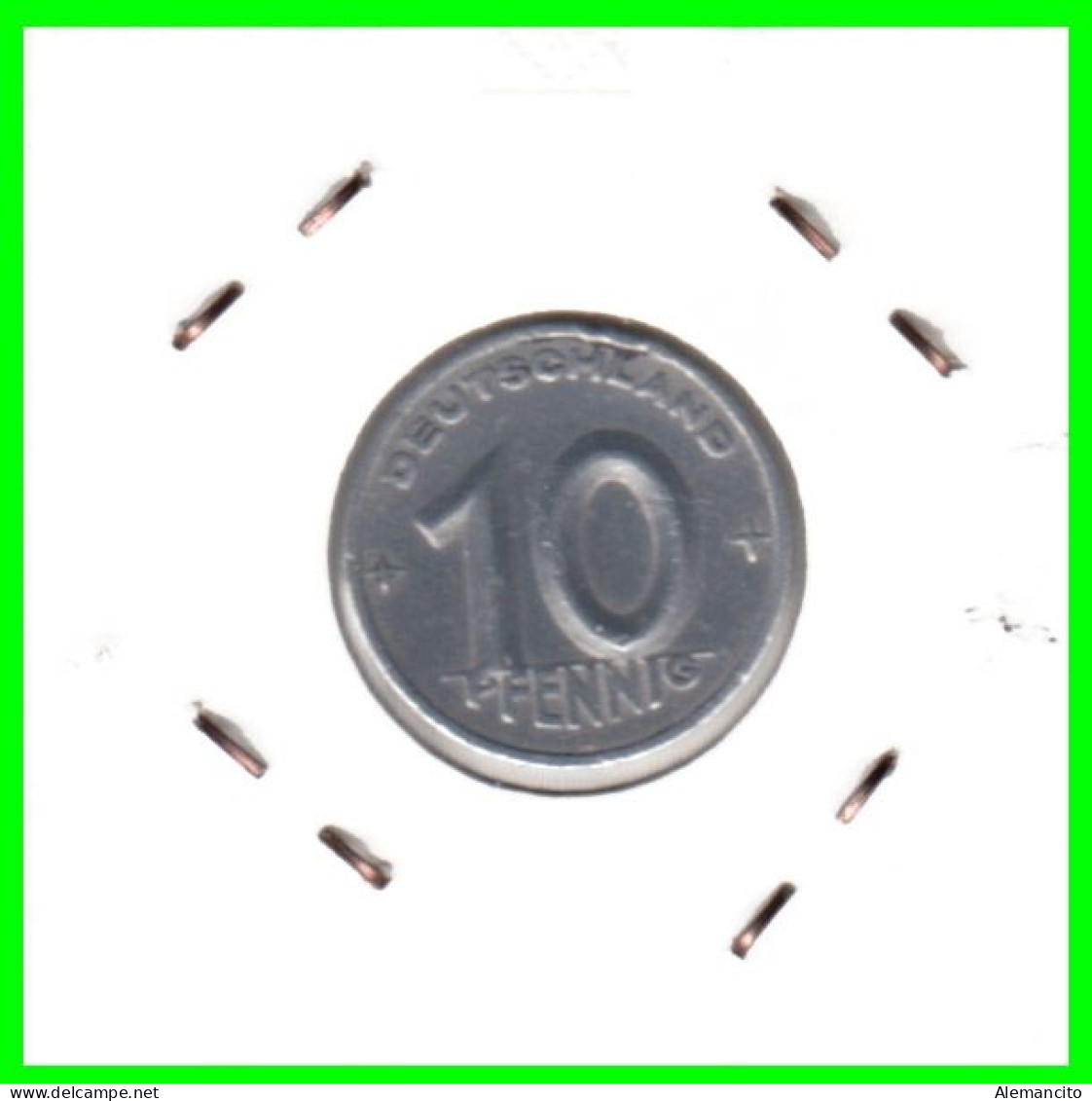 REPUBLICA DEMOCRATICA DE ALEMANIA ( DDR )  MONEDA DE 10 PFENNING AÑO - 1950 - CECA - A - MONEDA DE ALUMINIO CIRCULADA - 10 Pfennig