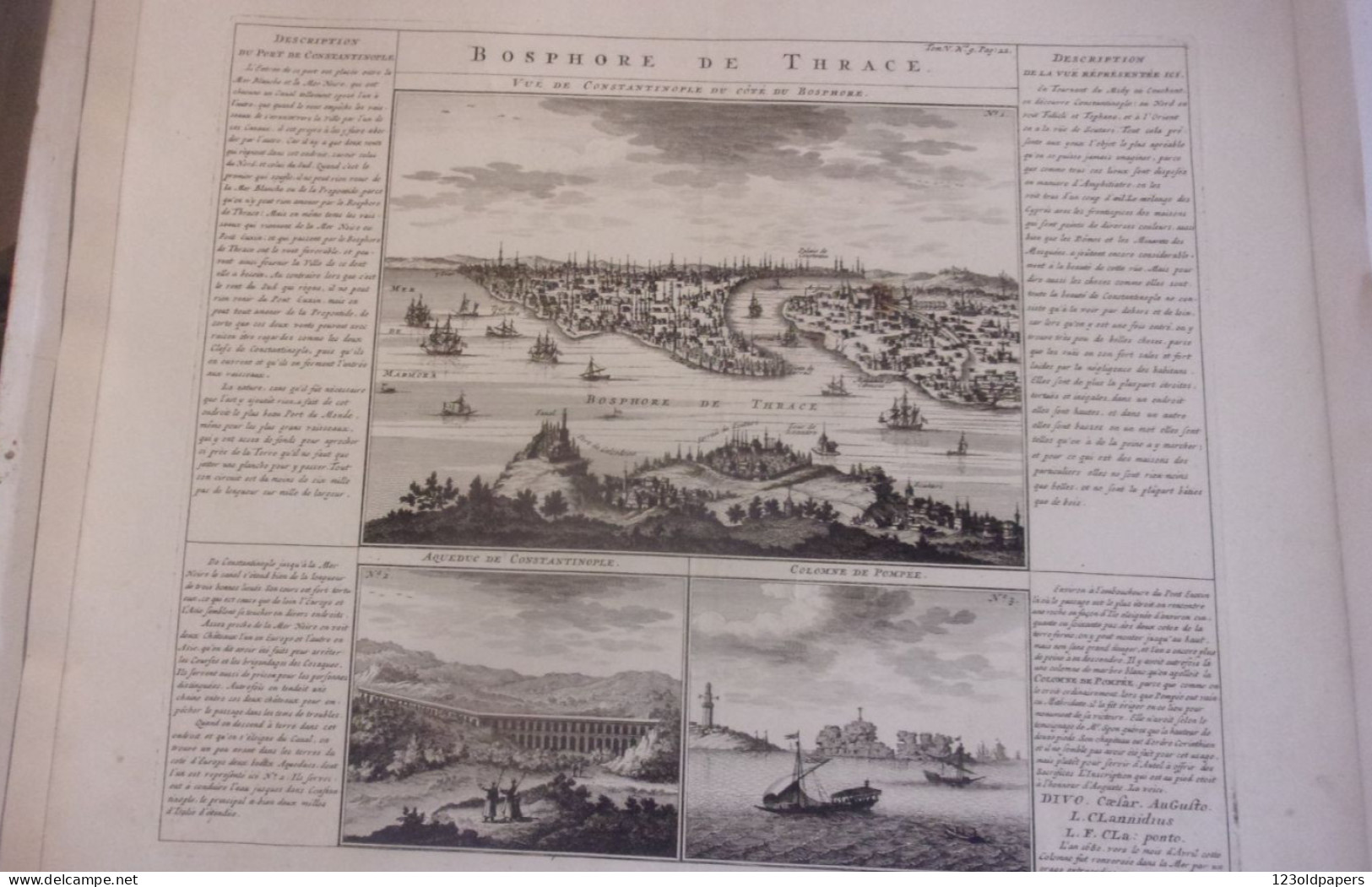 ORIGINALE 1719 PAR Zacharias Châtelain Bosphore De THRACE VUE DE CONSTANTINOPLE DU COTE BOSPHORE  TURKEY TURQUIE - Estampes & Gravures