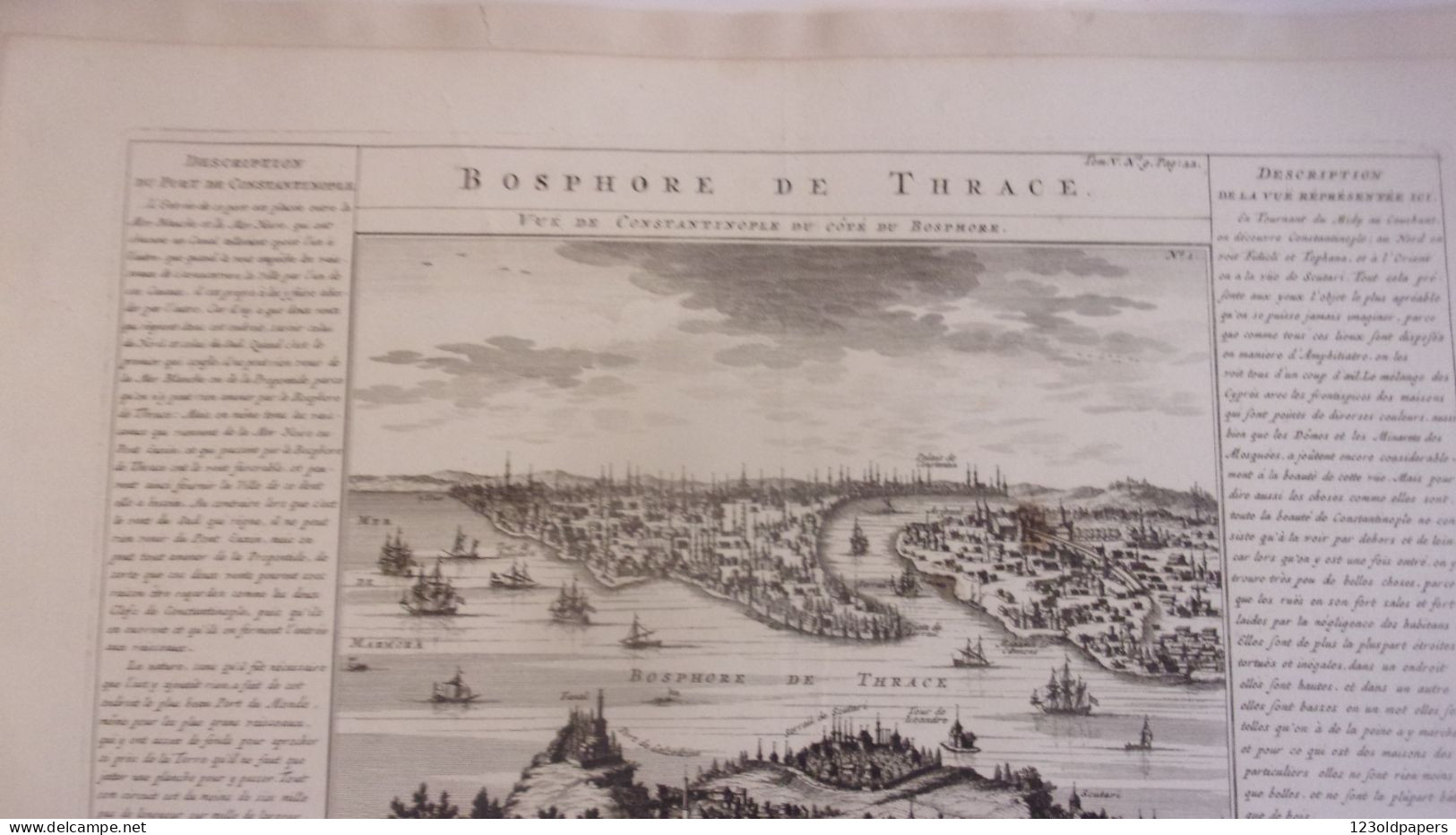 ORIGINALE 1719 PAR Zacharias Châtelain Bosphore De THRACE VUE DE CONSTANTINOPLE DU COTE BOSPHORE  TURKEY TURQUIE - Estampes & Gravures