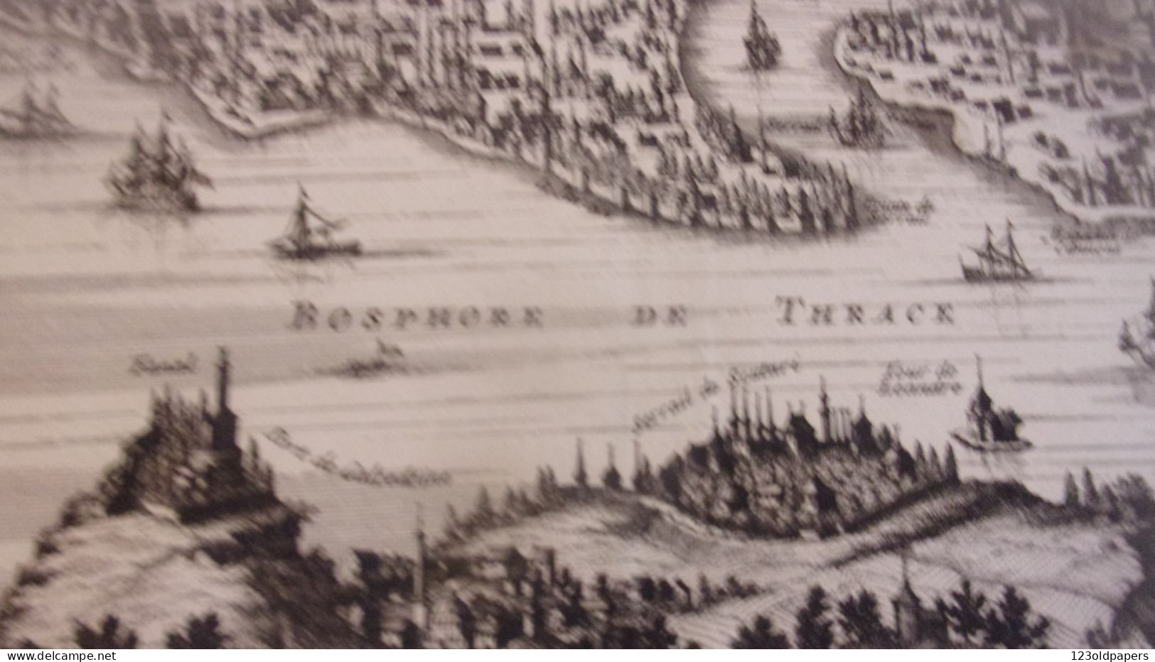 ORIGINALE 1719 PAR Zacharias Châtelain Bosphore de THRACE VUE DE CONSTANTINOPLE DU COTE BOSPHORE  TURKEY TURQUIE