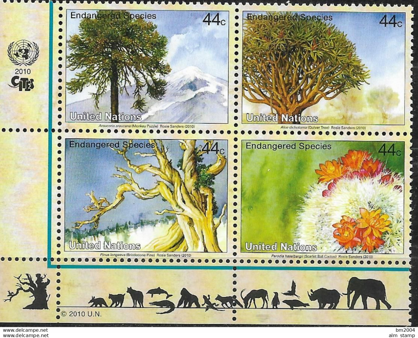 2010 UNO NEW YORK   MI. 1185-1188 **MNH  . Gefährdete Arten : Pflanzen - Unused Stamps