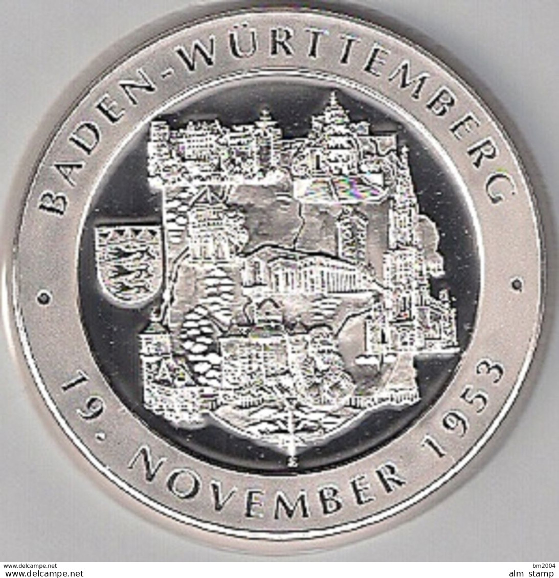 999/1000 Silber Medaille " Baden-Württemberg " PP   36 Mm DMR Rohgewicht : 14 G Prägung : Hochrelief - Pièces écrasées (Elongated Coins)