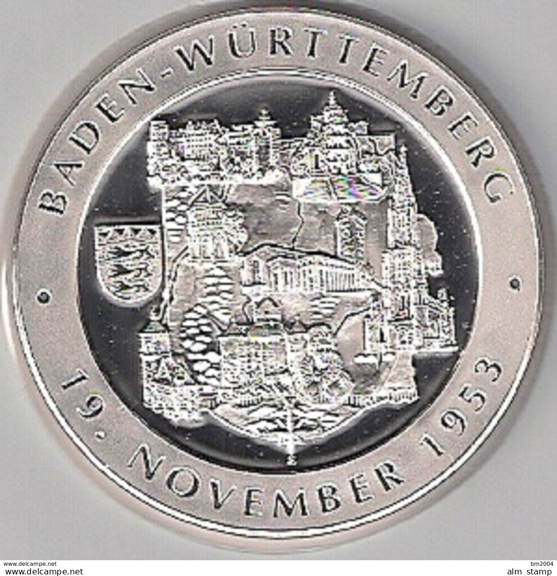 999/1000 Silber Medaille " Baden-Württemberg " PP   36 Mm DMR Rohgewicht : 14 G Prägung : Hochrelief - Monete Allungate (penny Souvenirs)