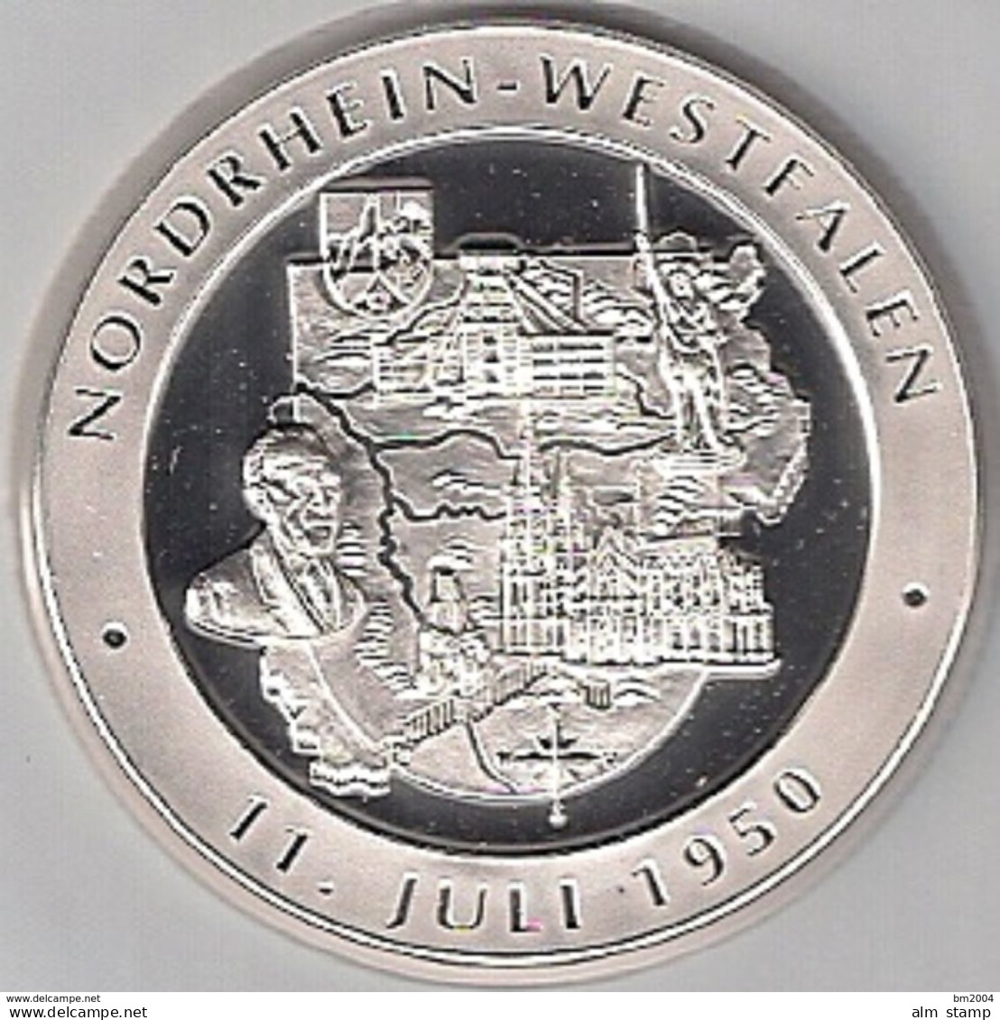 999/1000 Silber Medaille " Nordrhein-Westfalen  " PP   36 Mm DMR Rohgewicht : 14 G Prägung : Hochrelief - Monedas Elongadas (elongated Coins)