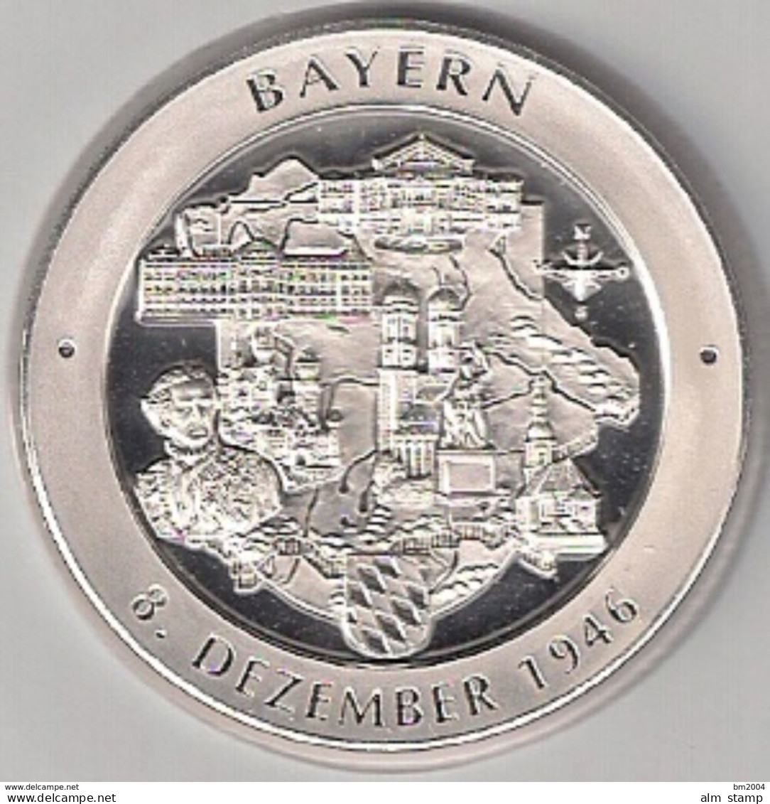 999/1000 Silber Medaille " Bayern " PP   36 Mm DMR Rohgewicht : 14 G Prägung : Hochrelief - Pièces écrasées (Elongated Coins)
