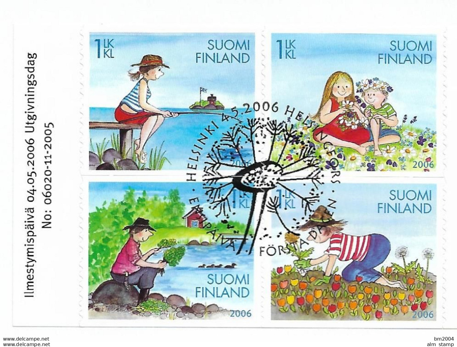 2006 Finnland Mi.  1805-8 FD-used Briefstück      Ferien - Gebraucht