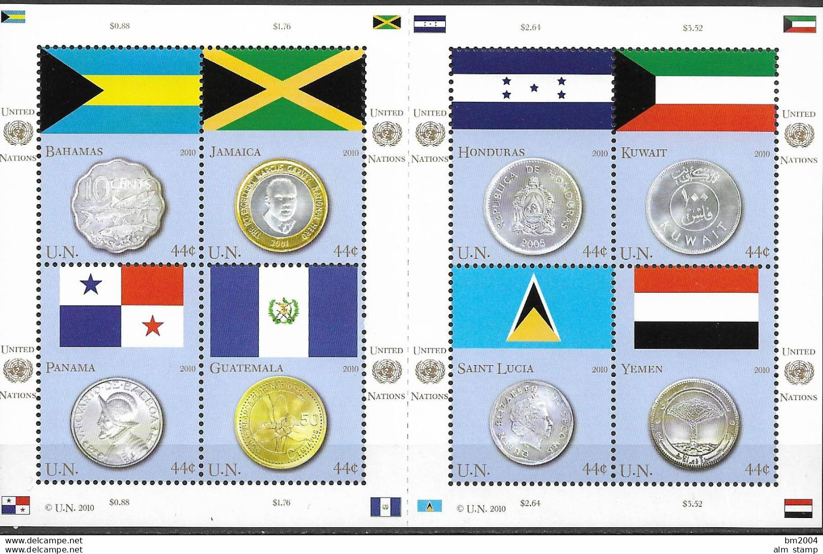 2010 UNO NEW YORK   MI. 1177-84 **MNH  Flaggen Und Münzen Der Mitgliedstaaten - Neufs