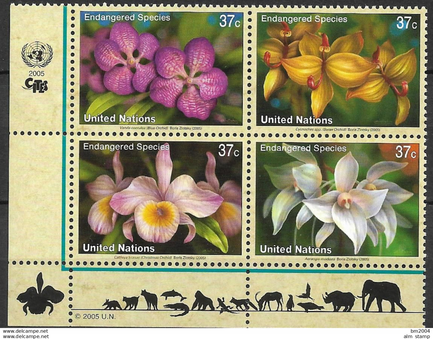 2005 UNO NEW YORK   MI.973-6**MNH     Gefährdete Arten : Orchideen. - Ungebraucht