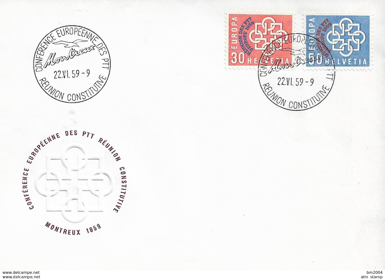 1959 Schweiz Suisse:  Mi 681-2 Yv 632-3 FDC  CONFÉRENCE EUROPÉENNE DES PTT Montreux - 1959