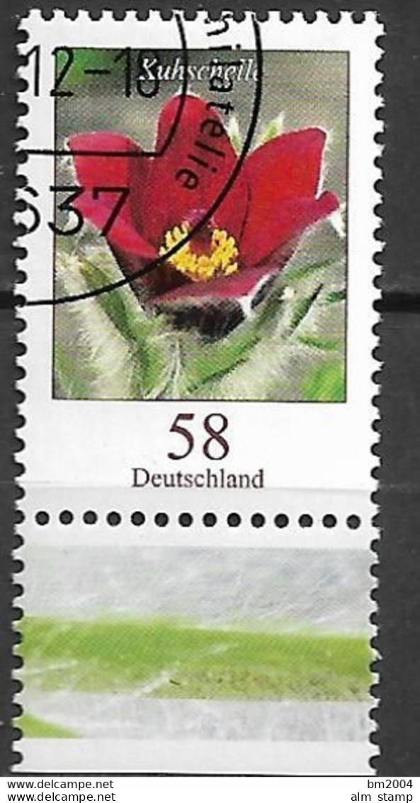 2012 . Deutschland Germany Mi. 2968 FD-used Weiden  Blumen:  Rotblühende Kuhschelle (Pulsatilla Vulgaris „ - Gebraucht