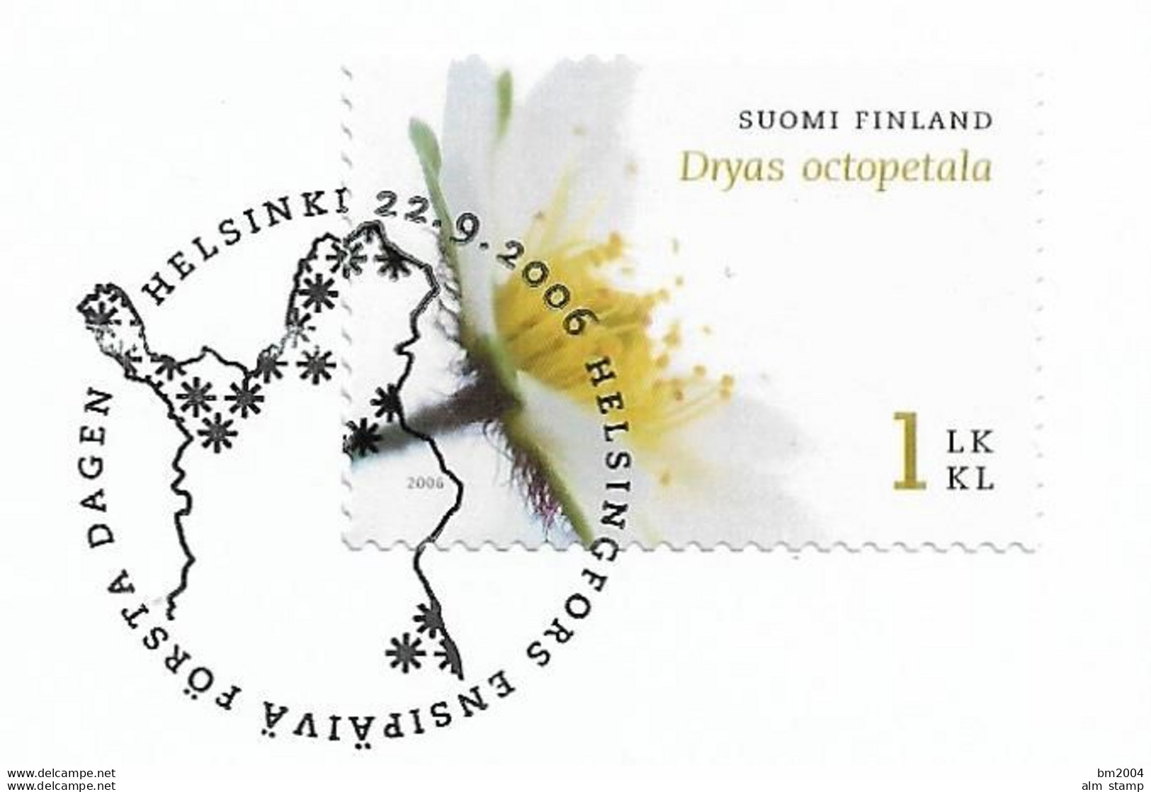 2006 Finnland Mi.  1819 FD-used Briefstück  Silberwurz (Dryas Octopetala) - Gebruikt