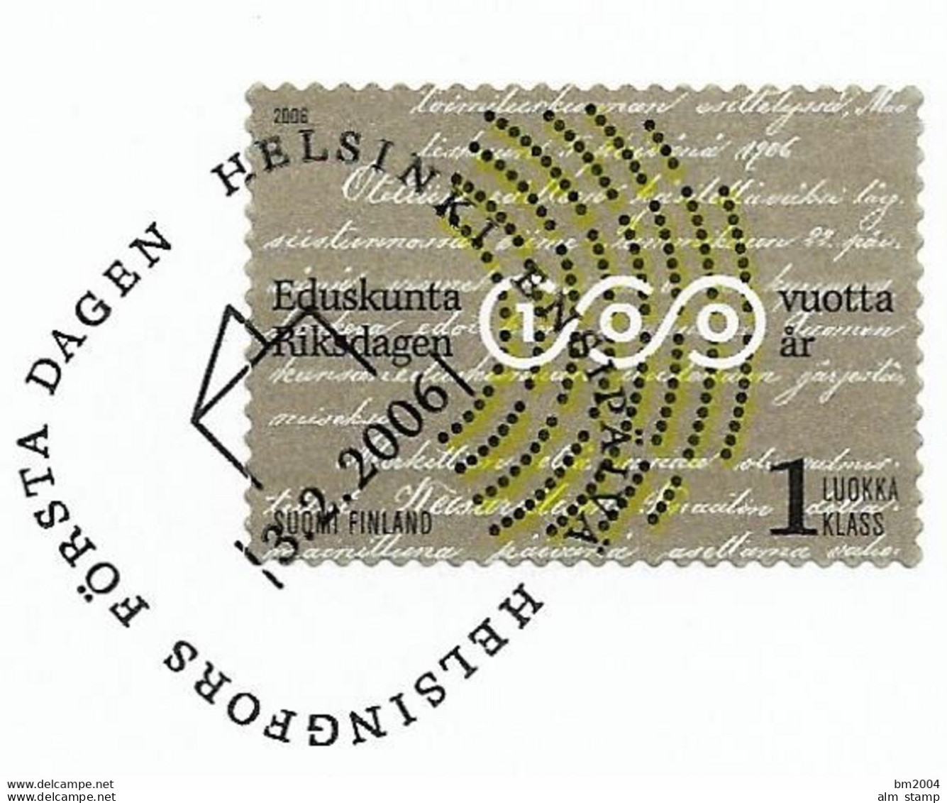 2006 Finnland Mi.  1785 FD-used Briefstück    100 Jahre Finnisches Parlament - Gebraucht