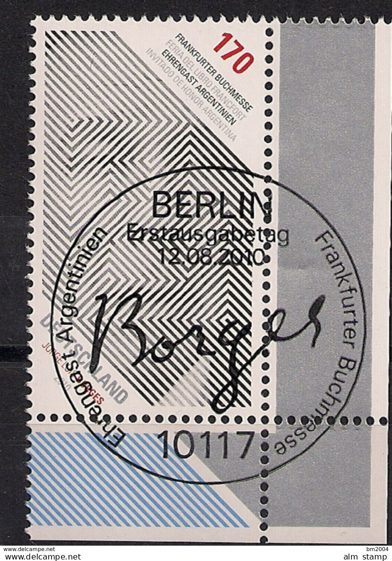 2010  Deutschland Allem. Fed.Yv. 2640 Mi.2815 FD- Used Berlin  Jorge Luis Borges - Gebraucht