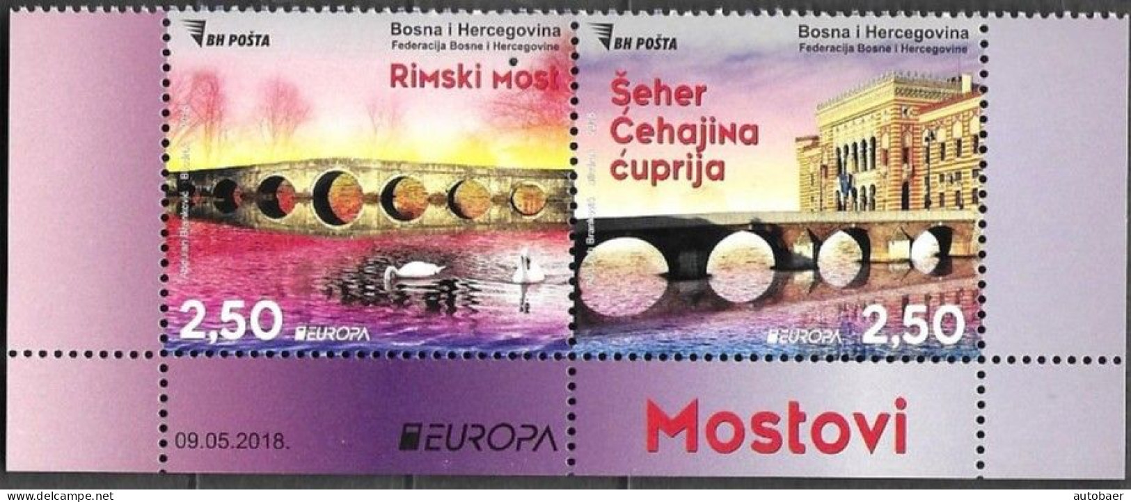 Bosna Bosnia Bosnien (Sarajevo) 2018 Europa Cept Bridges Michel 733-34A MNH ** Postfrisch Neuf - 2018