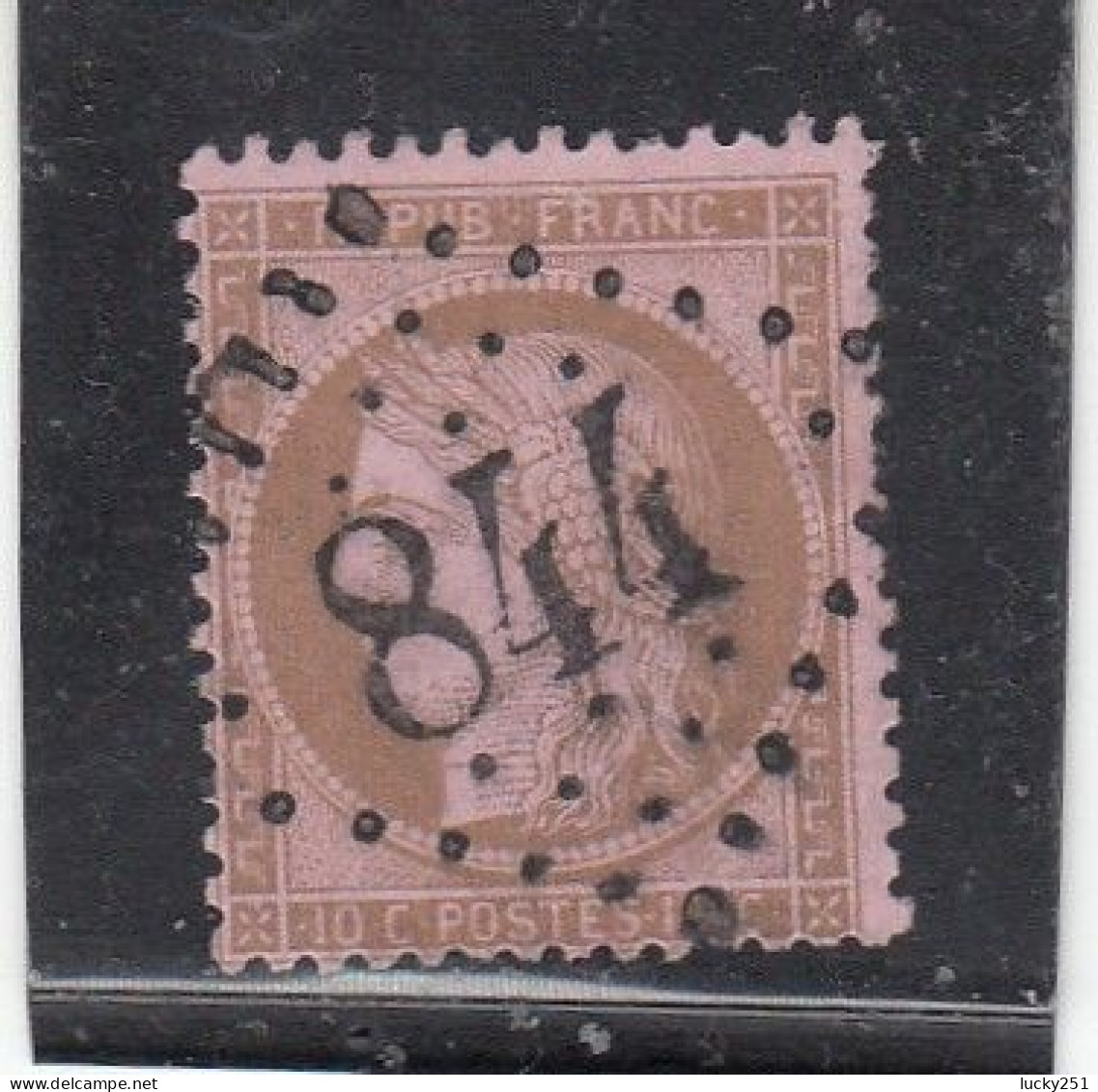 France - Année 1871/75 - N°YT 58 - Type Cérès - Oblitération Losange GC - 10c Brun S. Rose - 1871-1875 Cérès