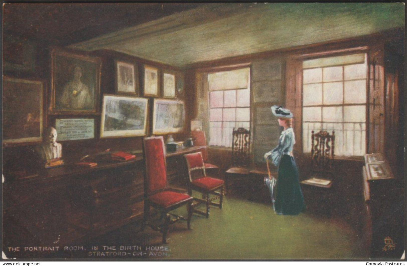 The Portrait Room In The Birth House, Stratford-on-Avon, C.1910 - Tuck's Oilette Postcard - Stratford Upon Avon