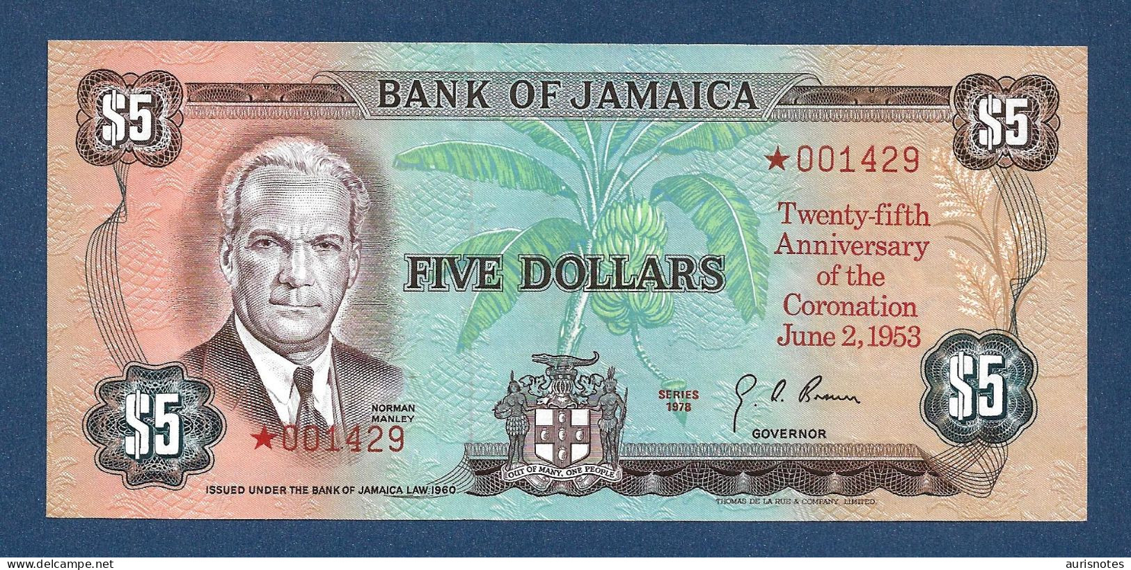 Jamaica $5 Dollars 1978 Commemorative Coronation UNC - Jamaica