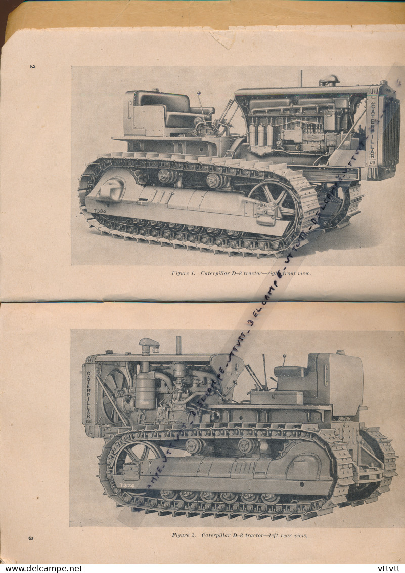 TRACTOR STANDART CATERPILLAR D-8 (1949), EN ANGLAIS : Départments Of The Army And Air Force, Maintenance Instructions - Tractors