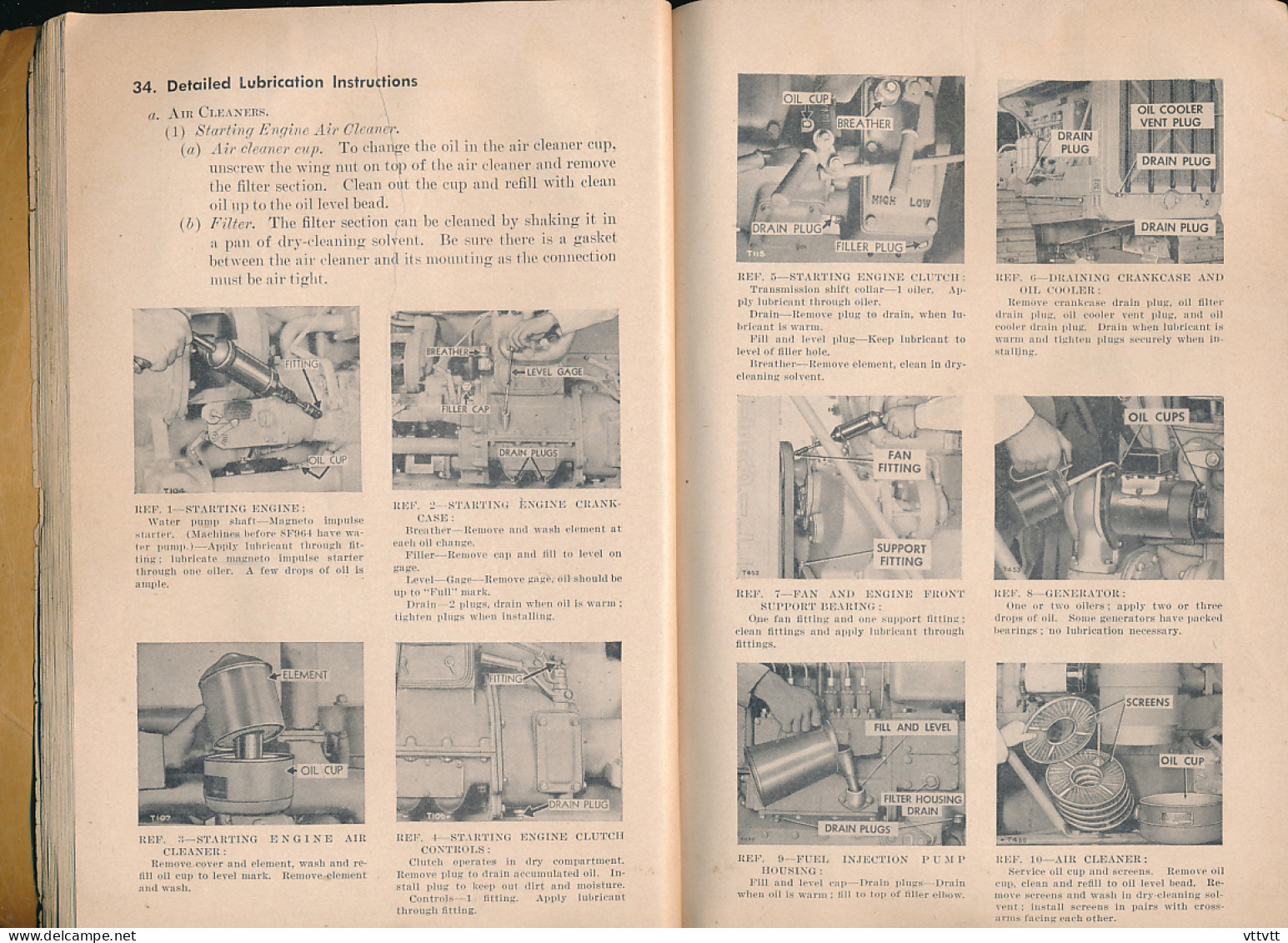 TRACTOR STANDART CATERPILLAR D-8 (1949), EN ANGLAIS : Départments of the Army and Air Force, Maintenance Instructions