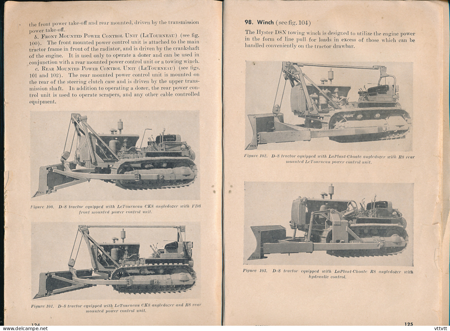 TRACTOR STANDART CATERPILLAR D-8 (1949), EN ANGLAIS : Départments of the Army and Air Force, Maintenance Instructions