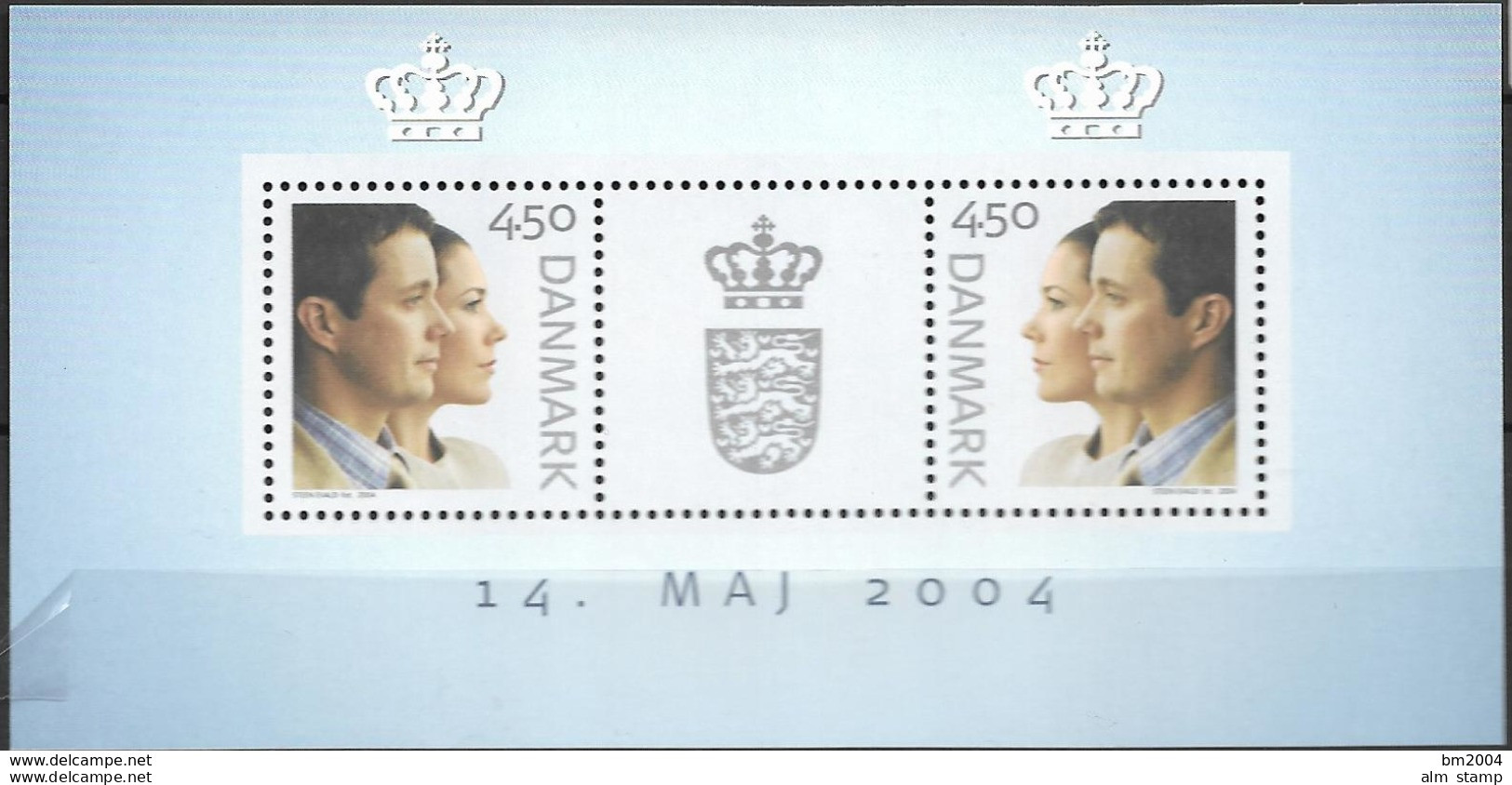 2004 Dänemark Mi. Bl. 23 **MNH  Hochzeit Von Kronprinz Frederik Und Mary Donaldson - Hojas Bloque