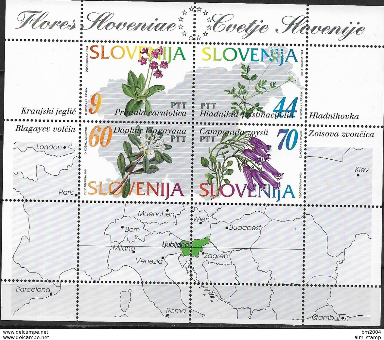 1994 Slowenien  Slovenija Mi.Bl 1 **MNH  Einheimische Flora - Inverno1994: Lillehammer
