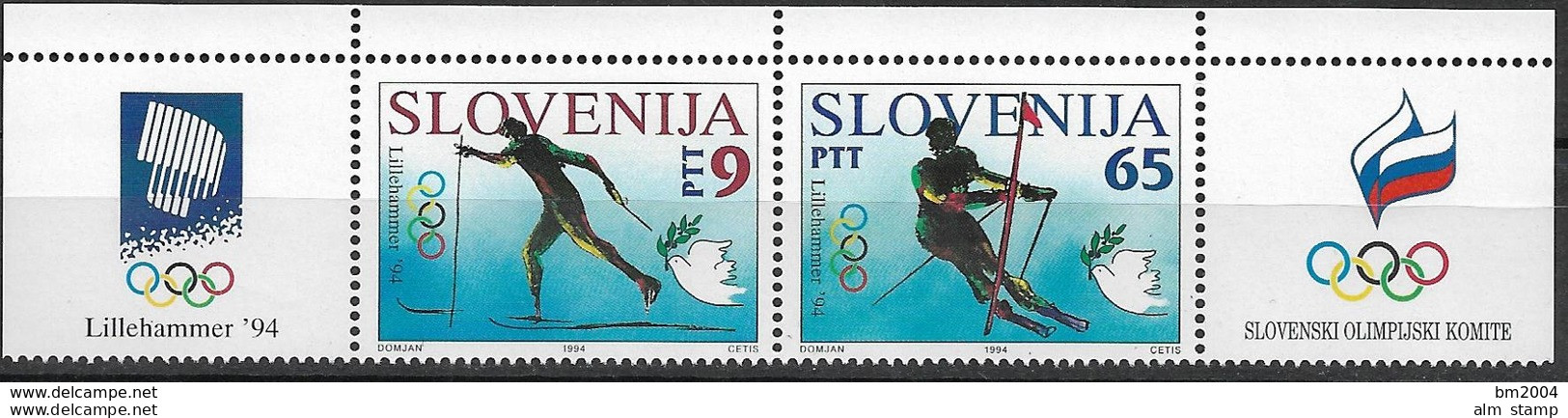 1994 Slowenien  Slovenija Mi. 76-7 **MNH  Olympische Winterspiele, Lillehammer. - Winter 1994: Lillehammer