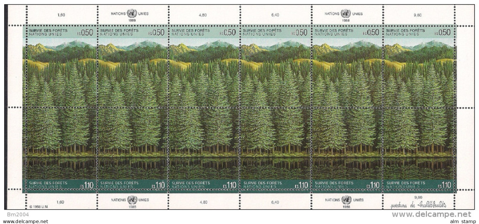 1988 UNO Genf Mi. 165-6 **MNH  Sheet  Rettet Den Wald - Blocs-feuillets