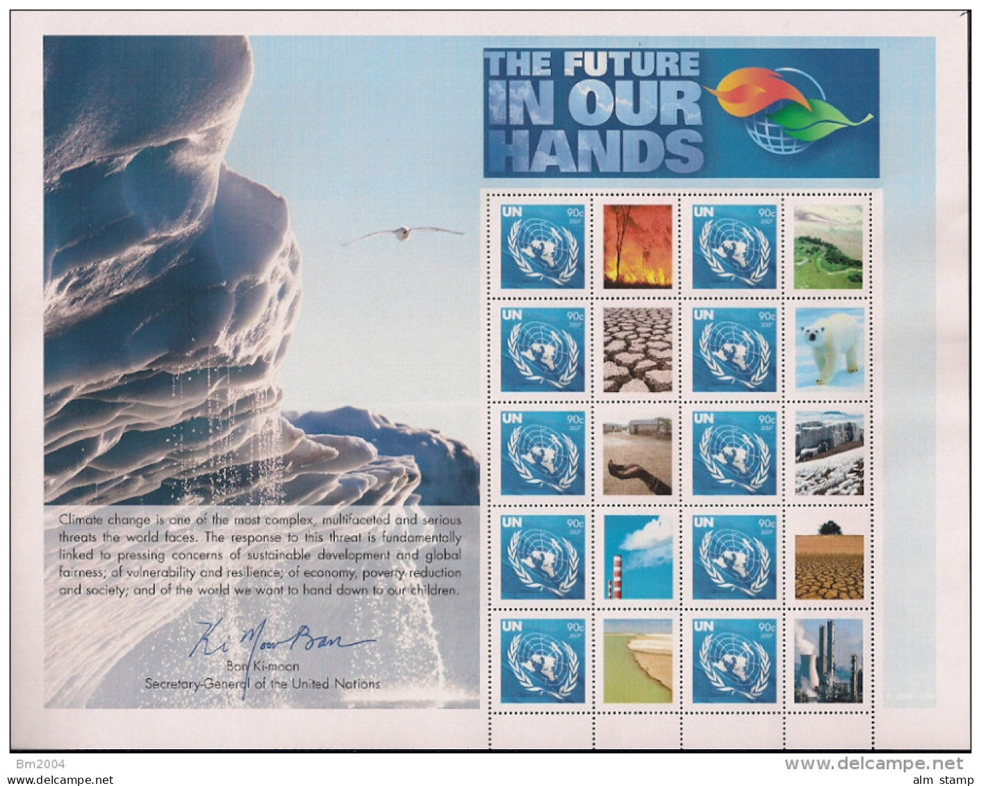 2007 UNO NEW YORK Scott N°  393 B **MNH  Personalized Sheet S20, Climate Change - Hojas Y Bloques