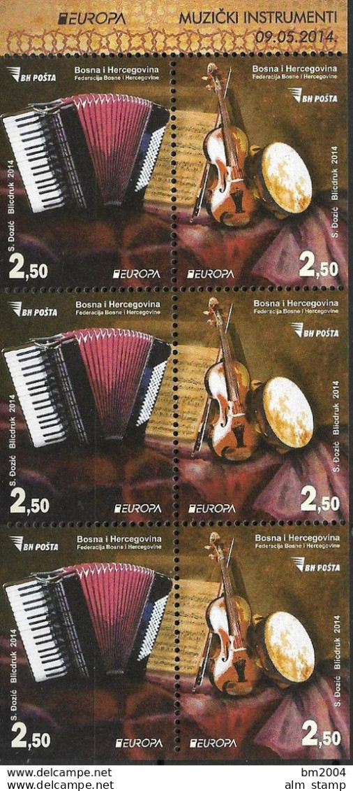 2014 Bosnien- Herzegowina    Mi. H- Blatt 13  **MNH   Europa National Musical Instruments - 2014