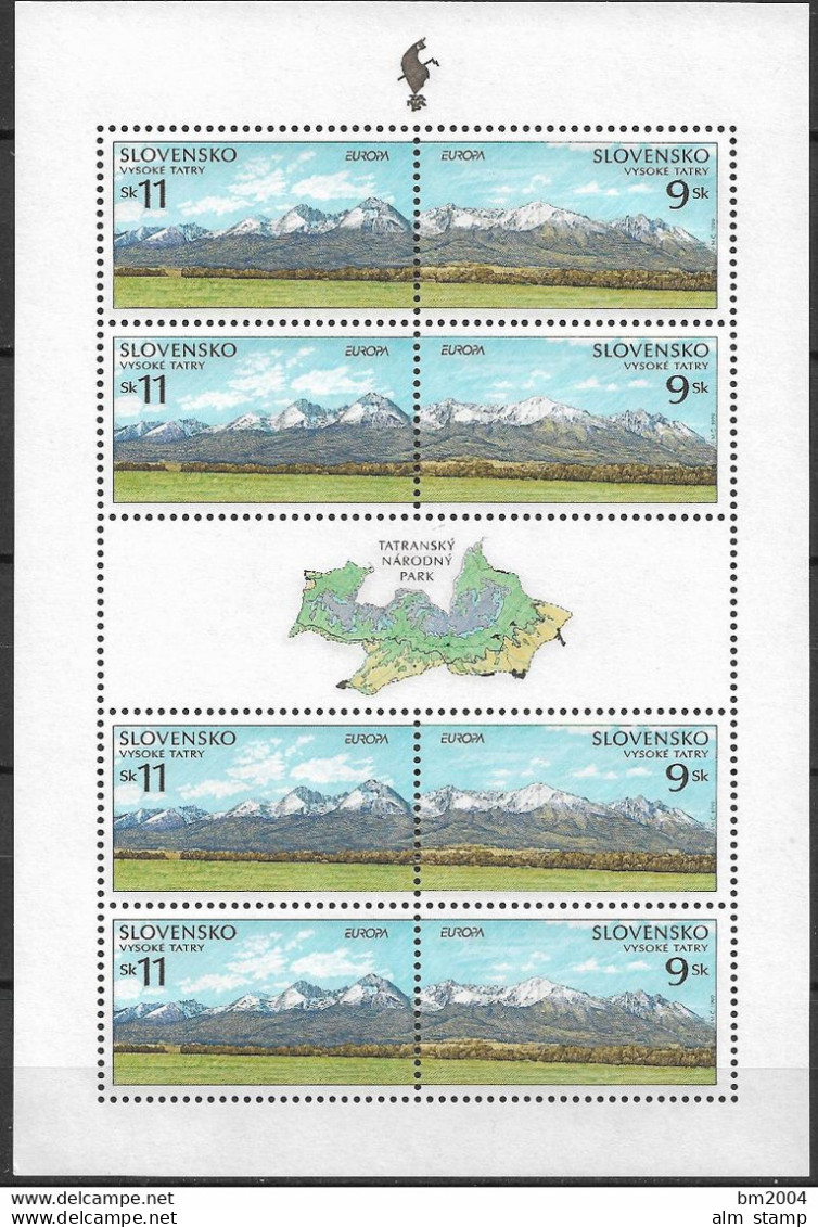 1999 Slowakei  Slovensko Sheet Mi. 337 -8 **MNH Europa: Natur- Und Nationalparks - 1999