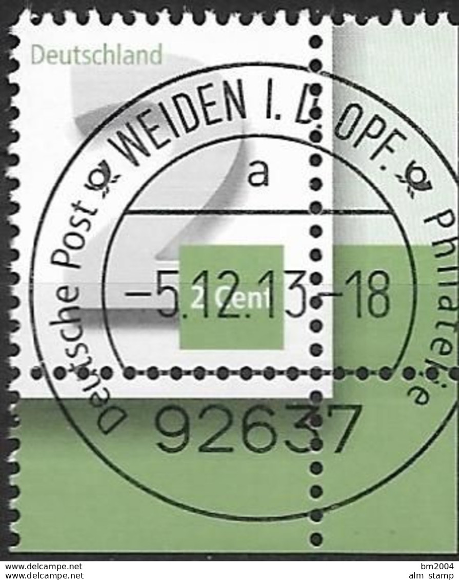 2013 Germany Allem.Fed. Deutschland  Mi. 3042 FD-used Weiden EUL    Freimarke: Ziffernzeichnung - Gebraucht