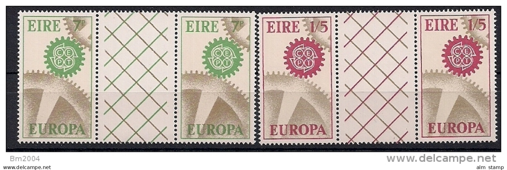 1967 Irland Eire Mi- 192-3 ZW ** MNH  Gutter Pair  Europa - Unused Stamps