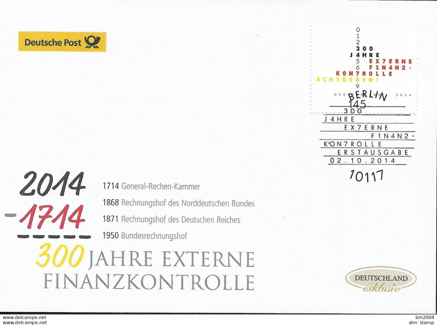 2014 Germay  Deutschland  Mi. 3106 FDC  300 Jahre Externe Finanzkontrolle - 2011-…