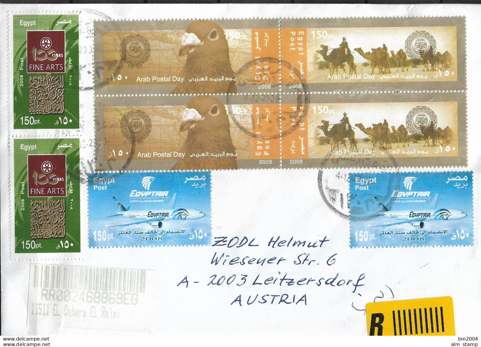 2008  Ägypten Mi. 2363-4 /   2358 / 2360  R-Brief Nach Austria - Briefe U. Dokumente