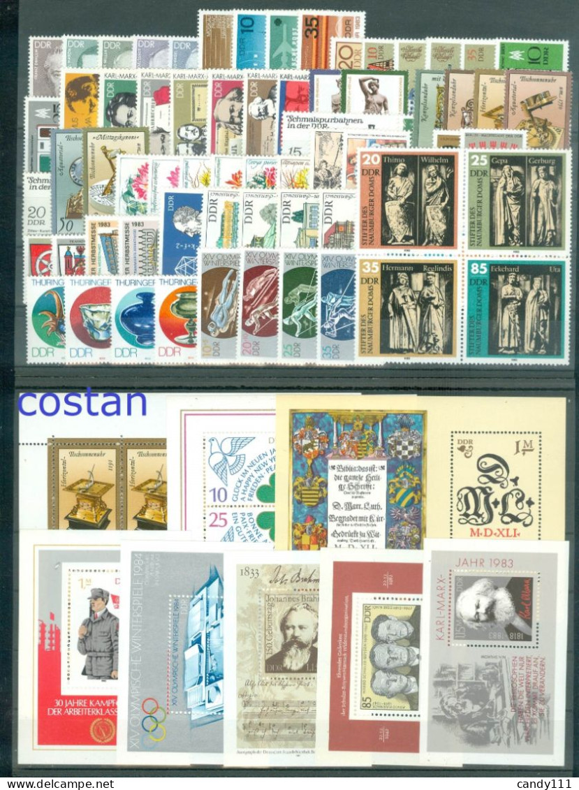 1983 DDR/GDR-Germany,Complete Year Set/Jahrgang=74 Stamps +7 S/s+1 KB,CV$80,MNH - Sammlungen