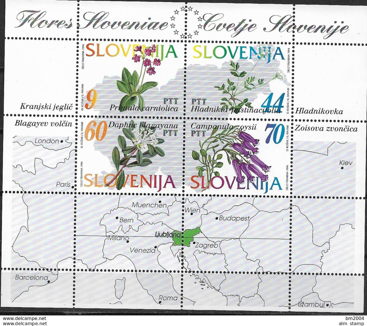 1994 Slowenien  Slovenija Mi.Bl 1 **MNH  Einheimische Flora - Invierno 1994: Lillehammer