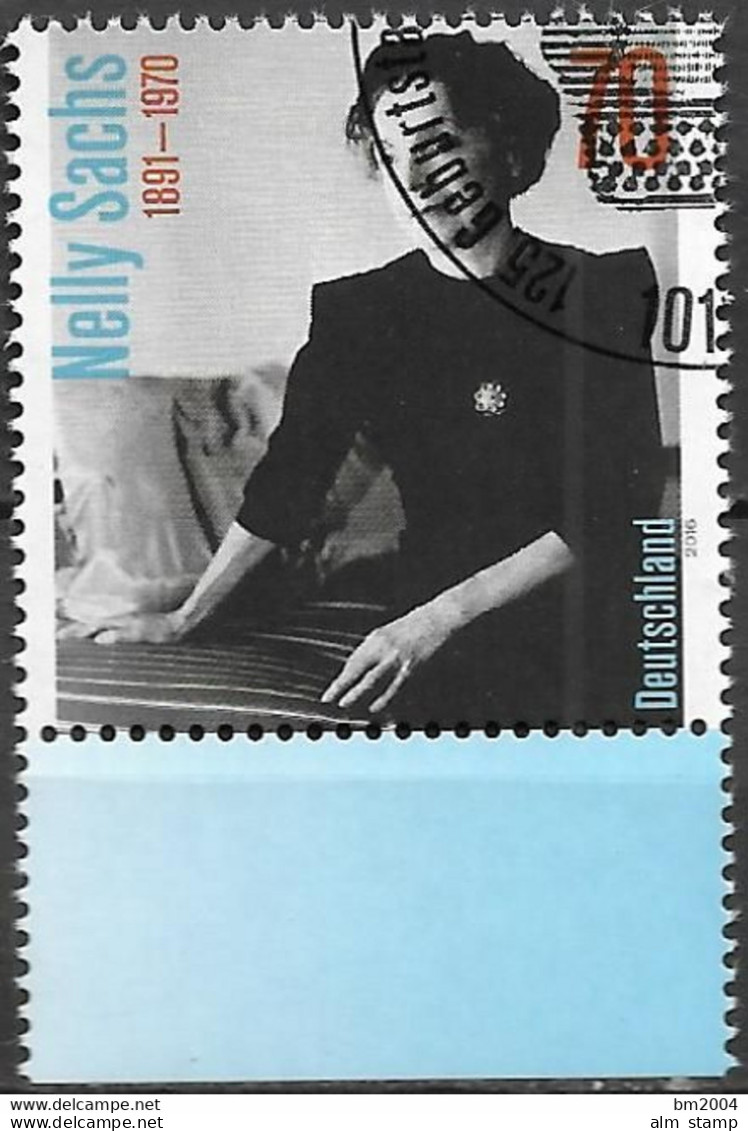 2016  Deutschland Germany   Mi. 3230 FD- Used Berlin     125. Geburtstag Von Nelly Sachs - Gebraucht