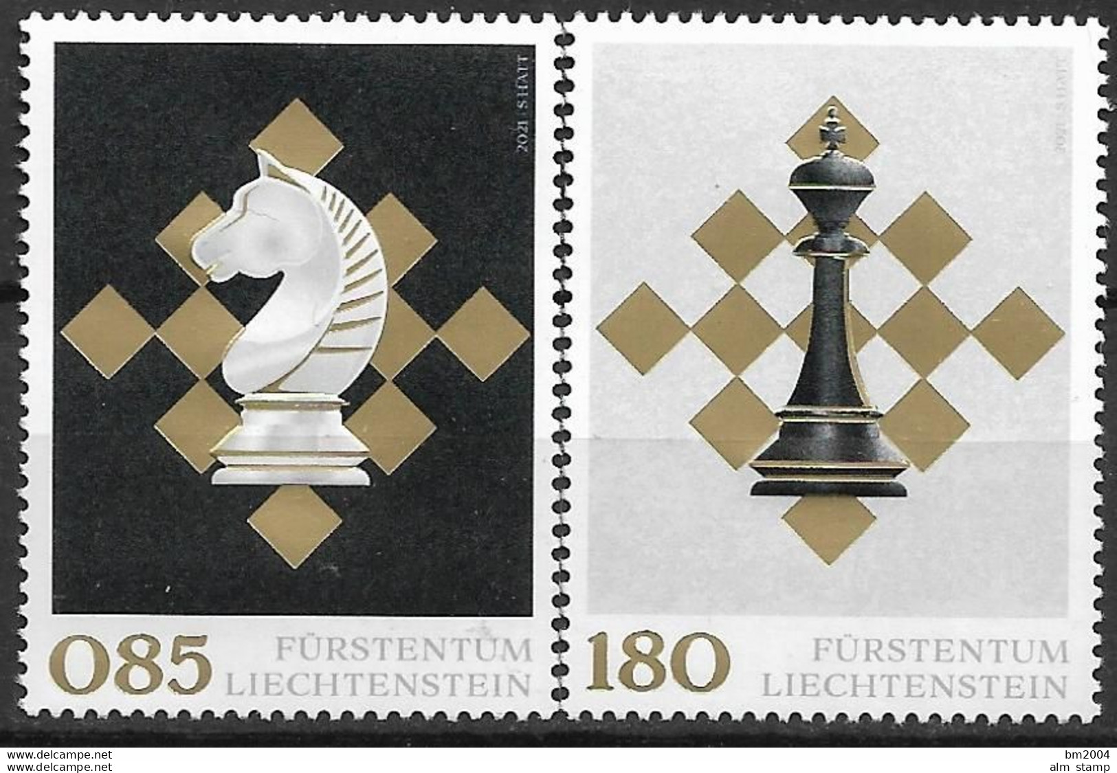2021 Liechtenstein  Mi  2027-8  **MNH  50 Jahre Liechtensteiner Schachverband (LCF). - Unused Stamps