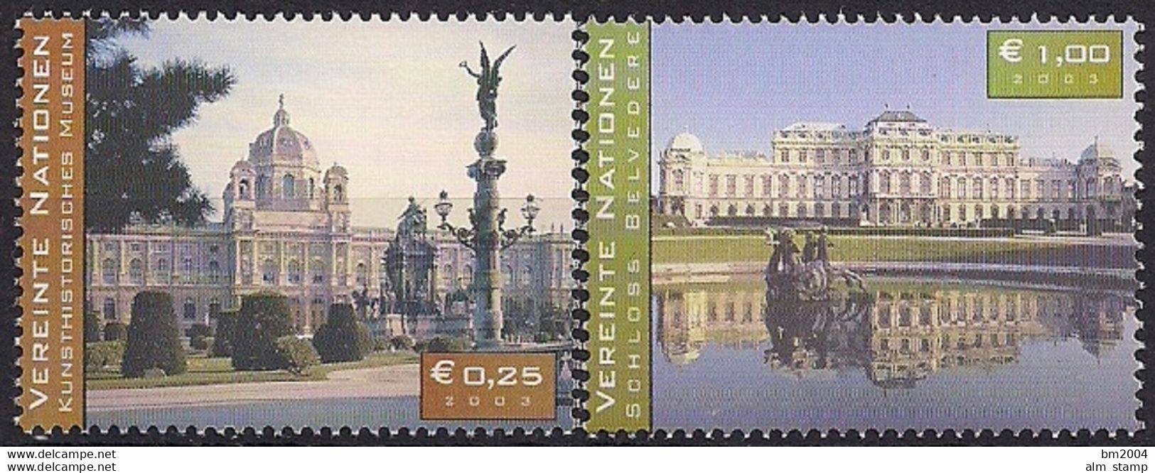 2003 UNO Wien Mi. 387-8 KH-Musemum, Wien  Schloss   Belvedere, Wien - Ungebraucht