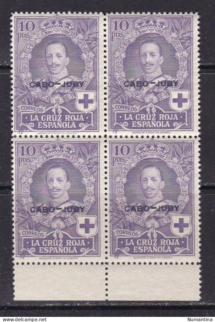 1926 - España - Cabo Juby - Edifil 38 - Pro Cruz Roja Española -10 Ptas - Bloque 4 - MNH - Valor 36,80 € - Cape Juby