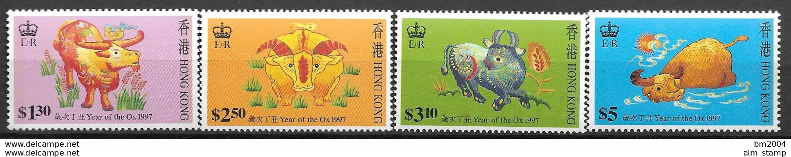 1997 Hongkong Mi  785-8A **MNH   Chinesisches Neujahr: Jahr Des Ochsen. - Nuovi